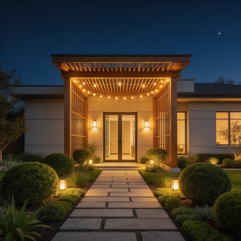 夜景庭院入口图片