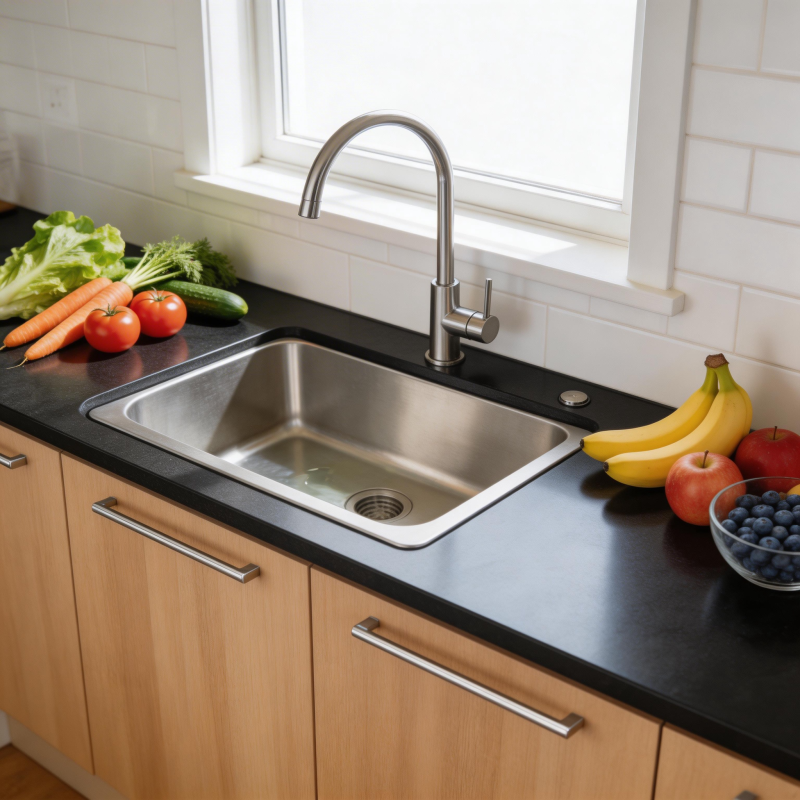 厨房水槽与新鲜蔬果图片