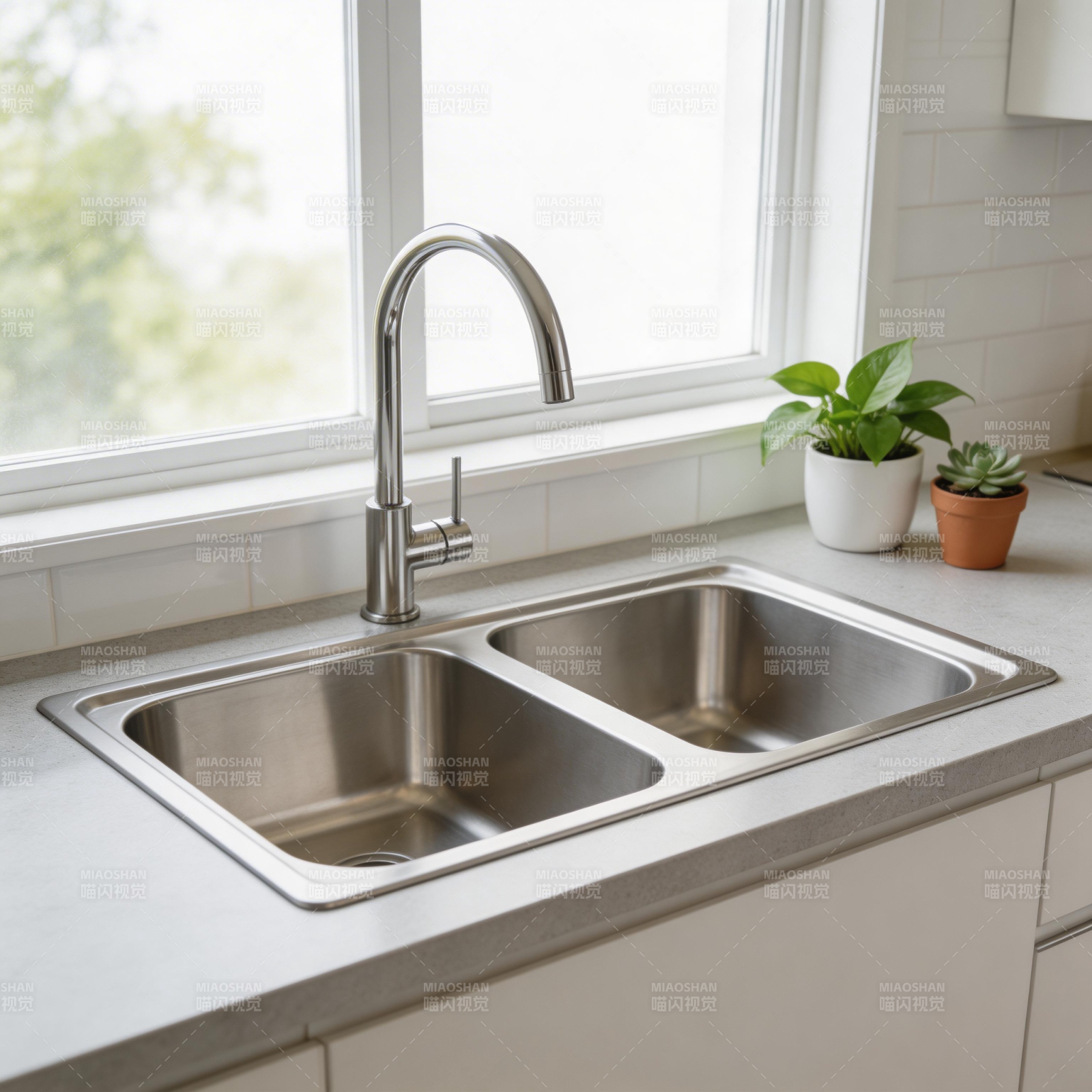 现代厨房双槽水池图片