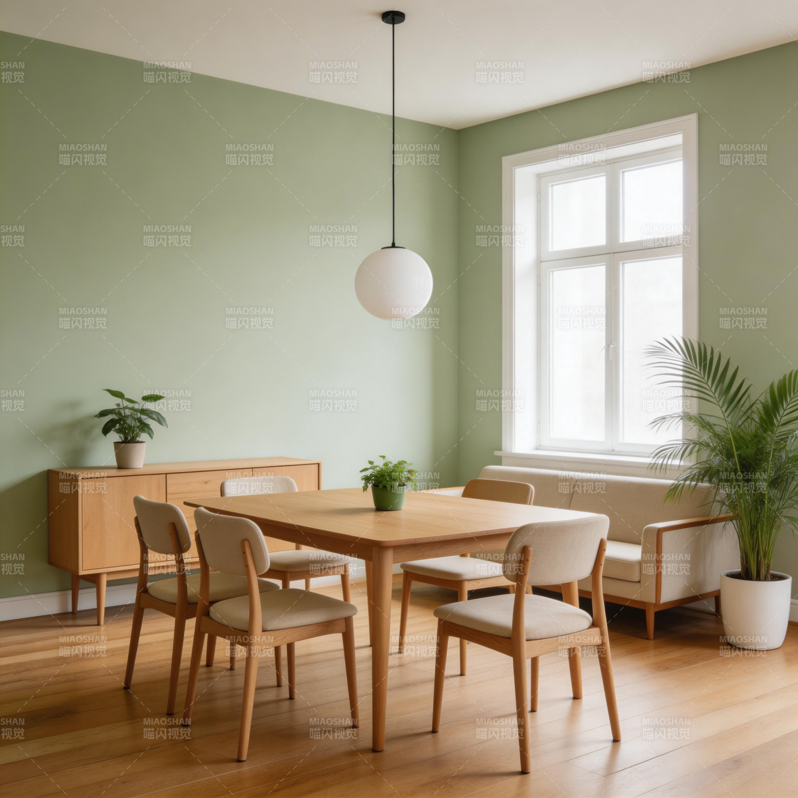 绿意盎然的用餐空间图片