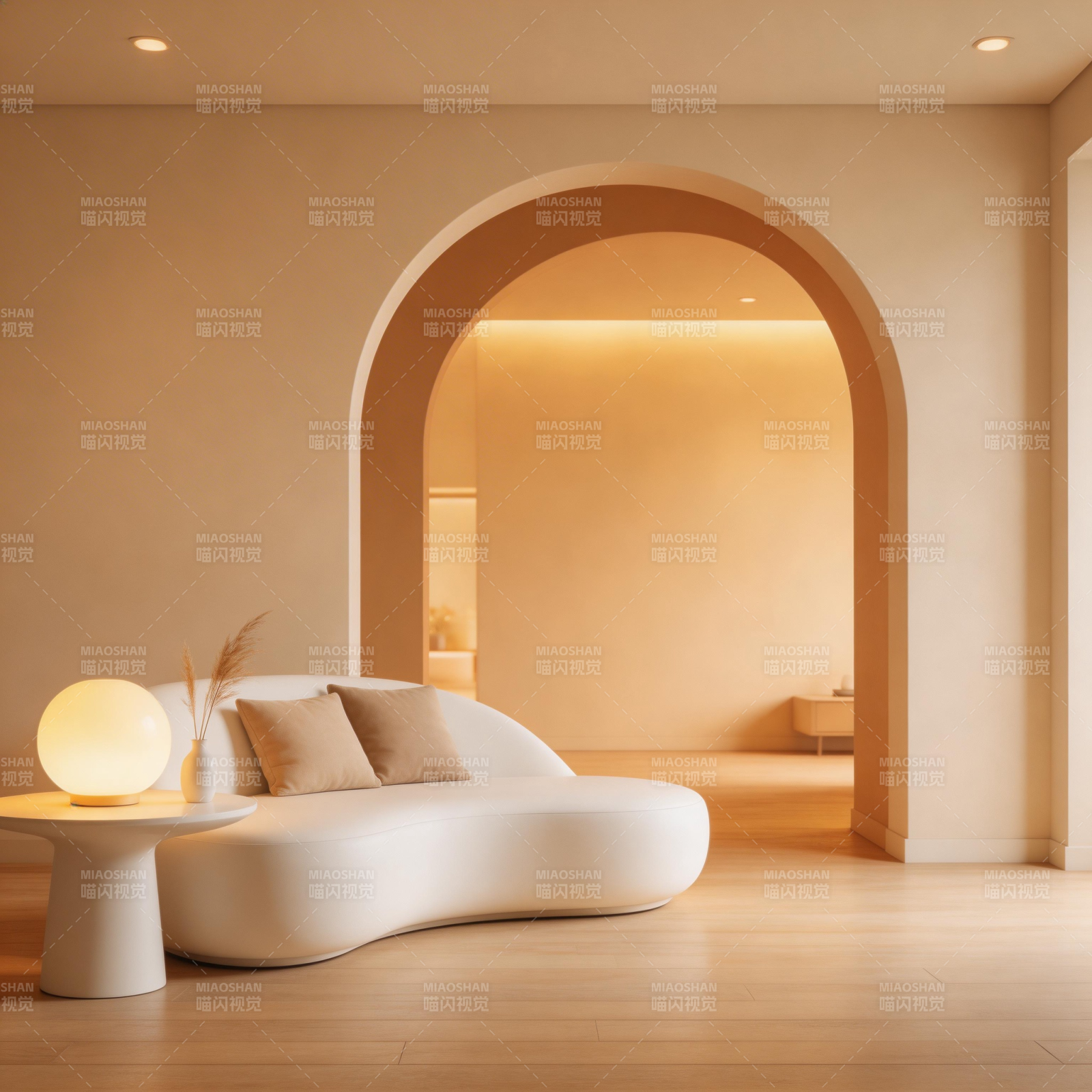 温暖弧形空间图片