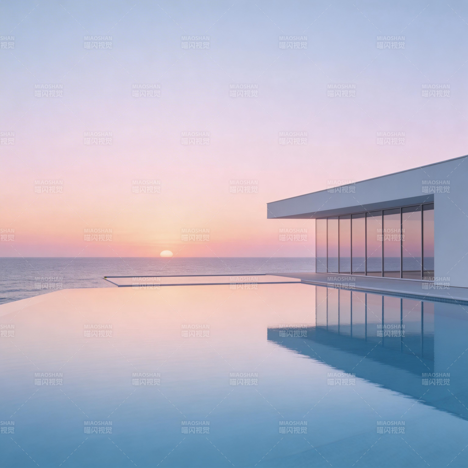 无边泳池日落图片