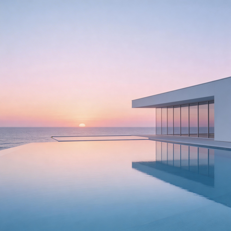 无边泳池日落图片