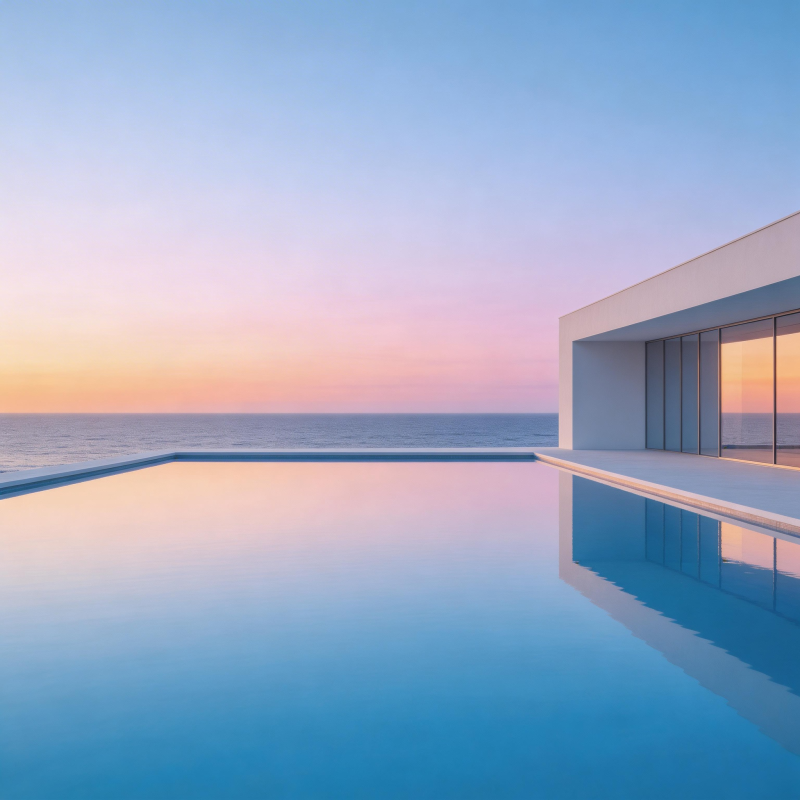 海天一色泳池景图片