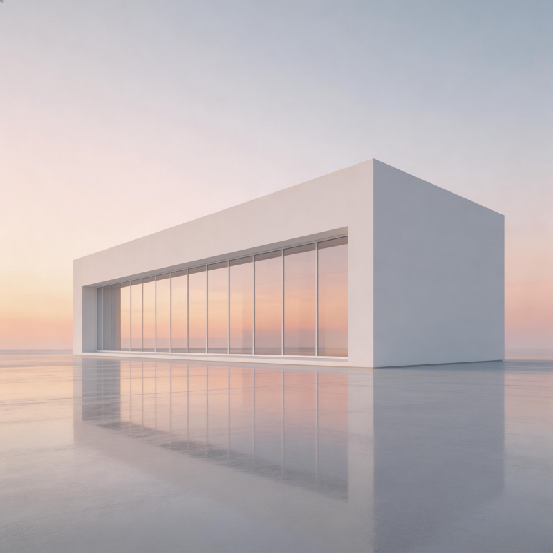 极简建筑晨曦倒影图片