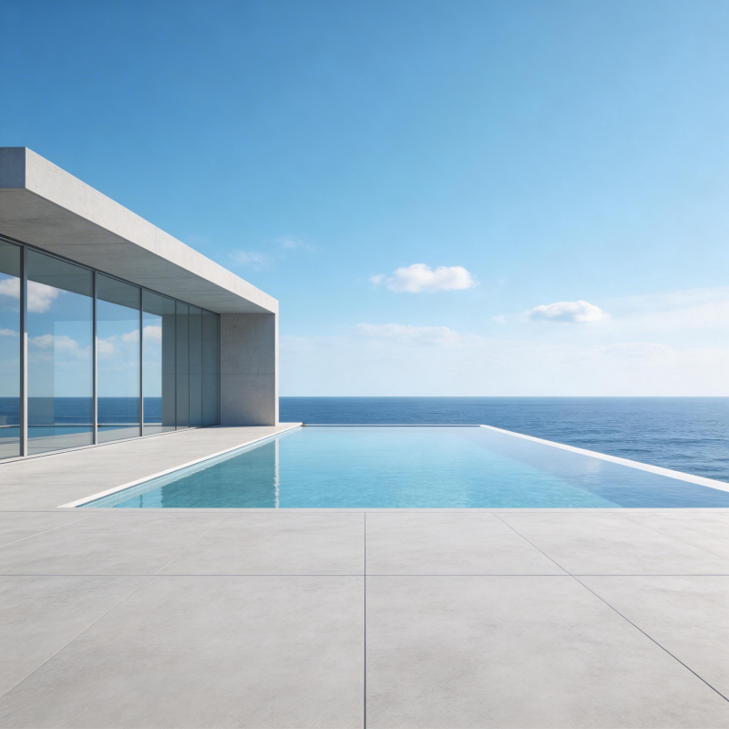 海天一色泳池景图片