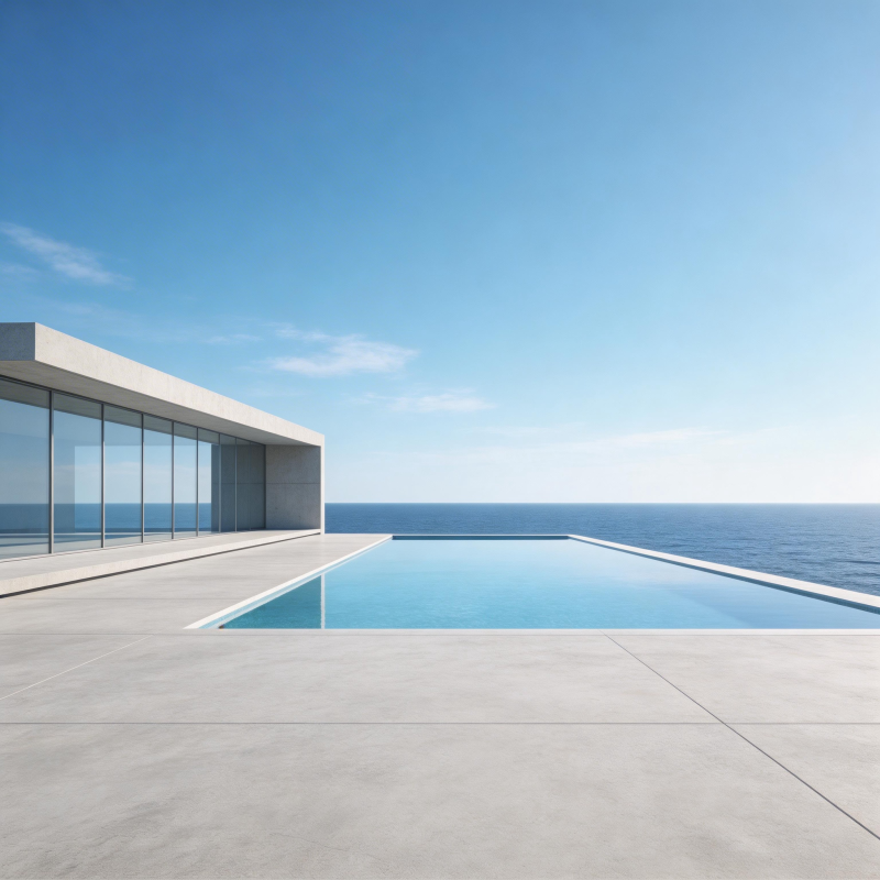 海天一色泳池景图片