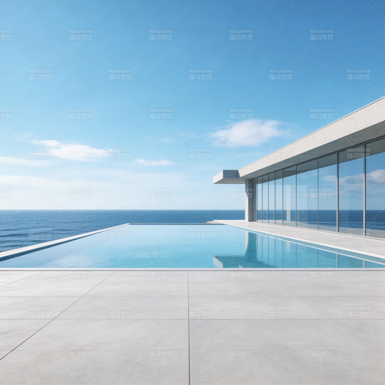 海天一色泳池景图片