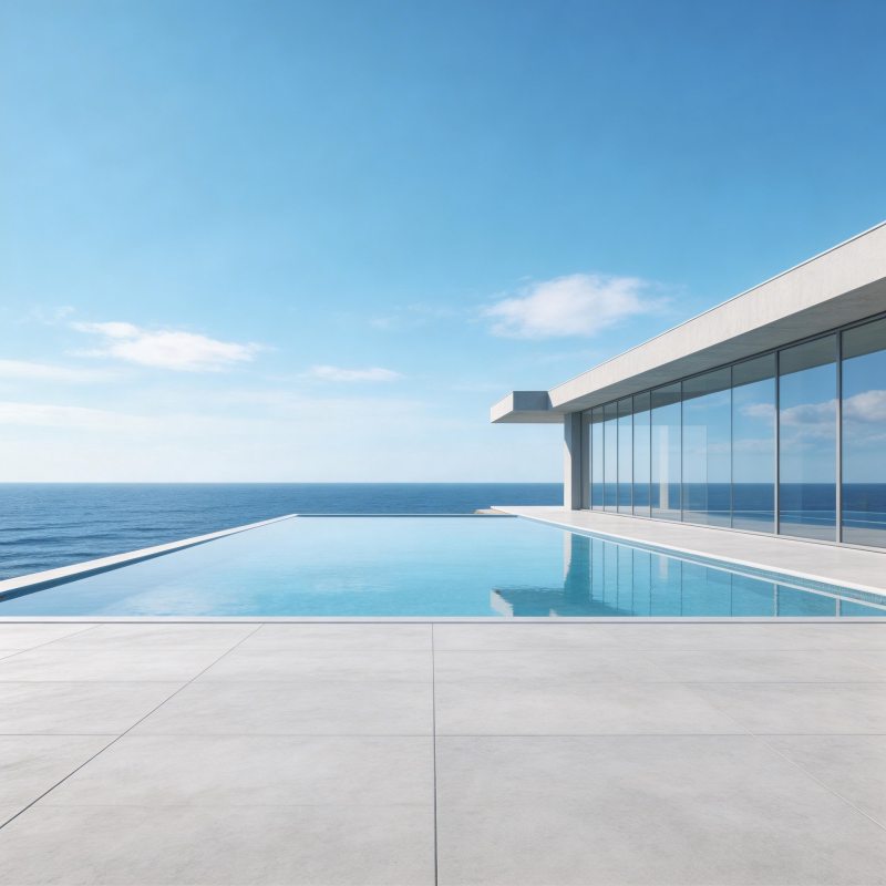 海天一色泳池景图片