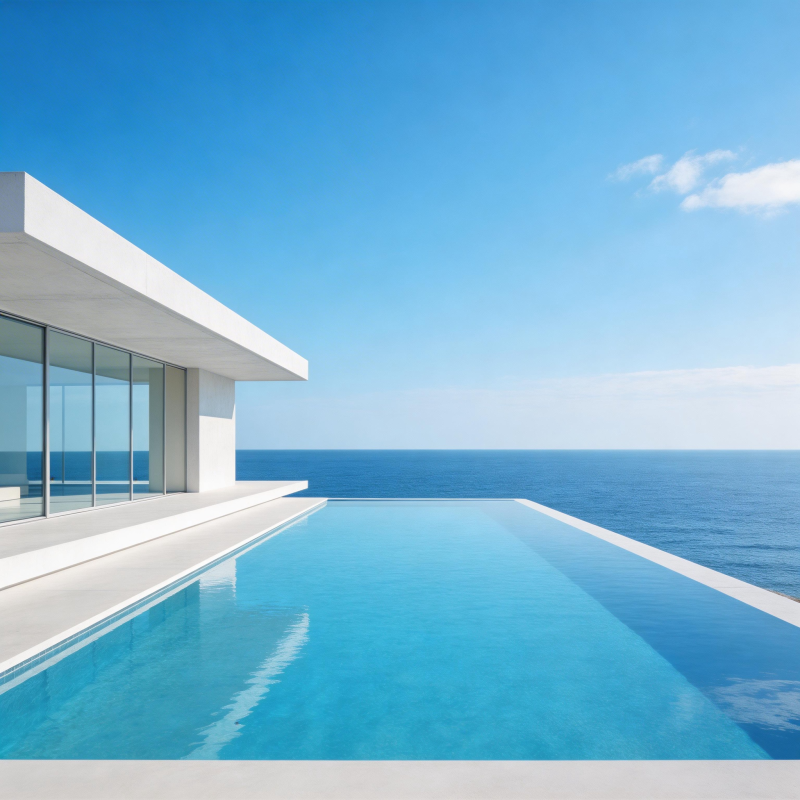 海天一色泳池景图片