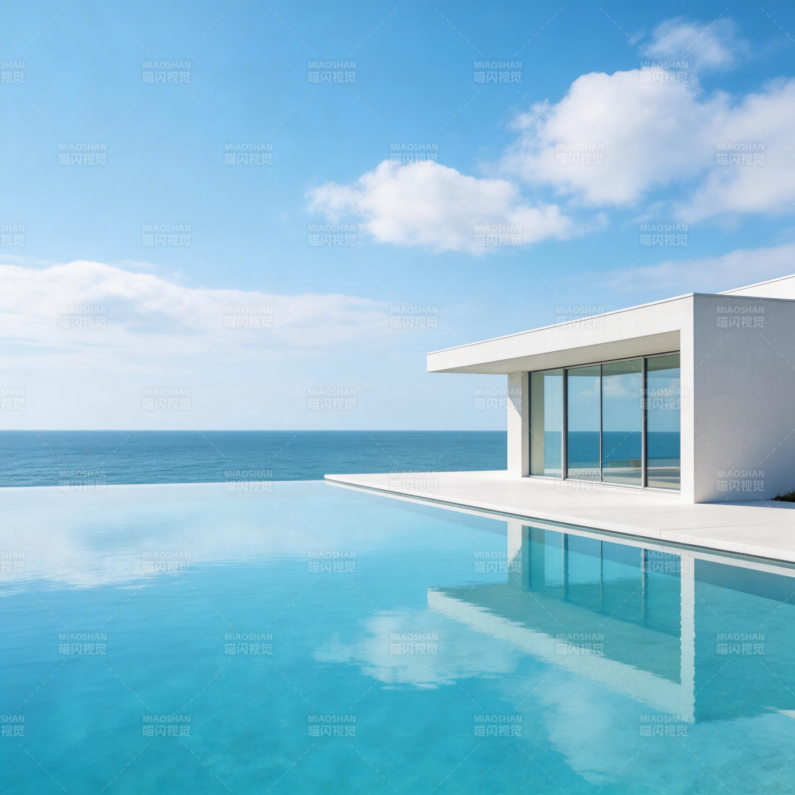 海天一色泳池景图片