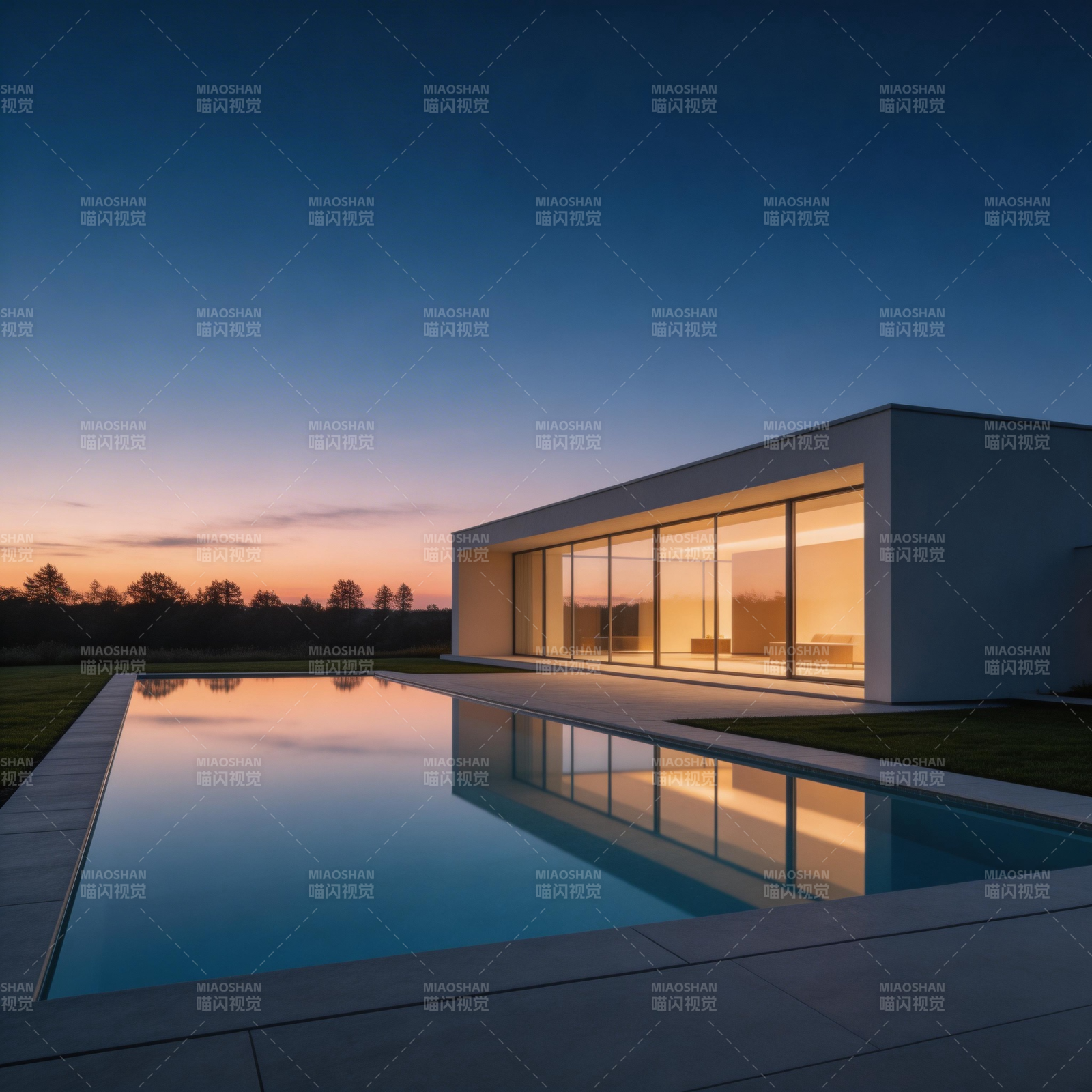 现代别墅夜景图片