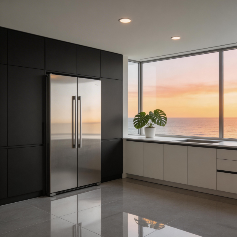 现代厨房海景日落图片