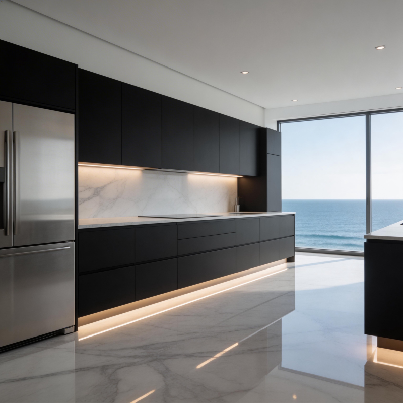 海景现代厨房图片