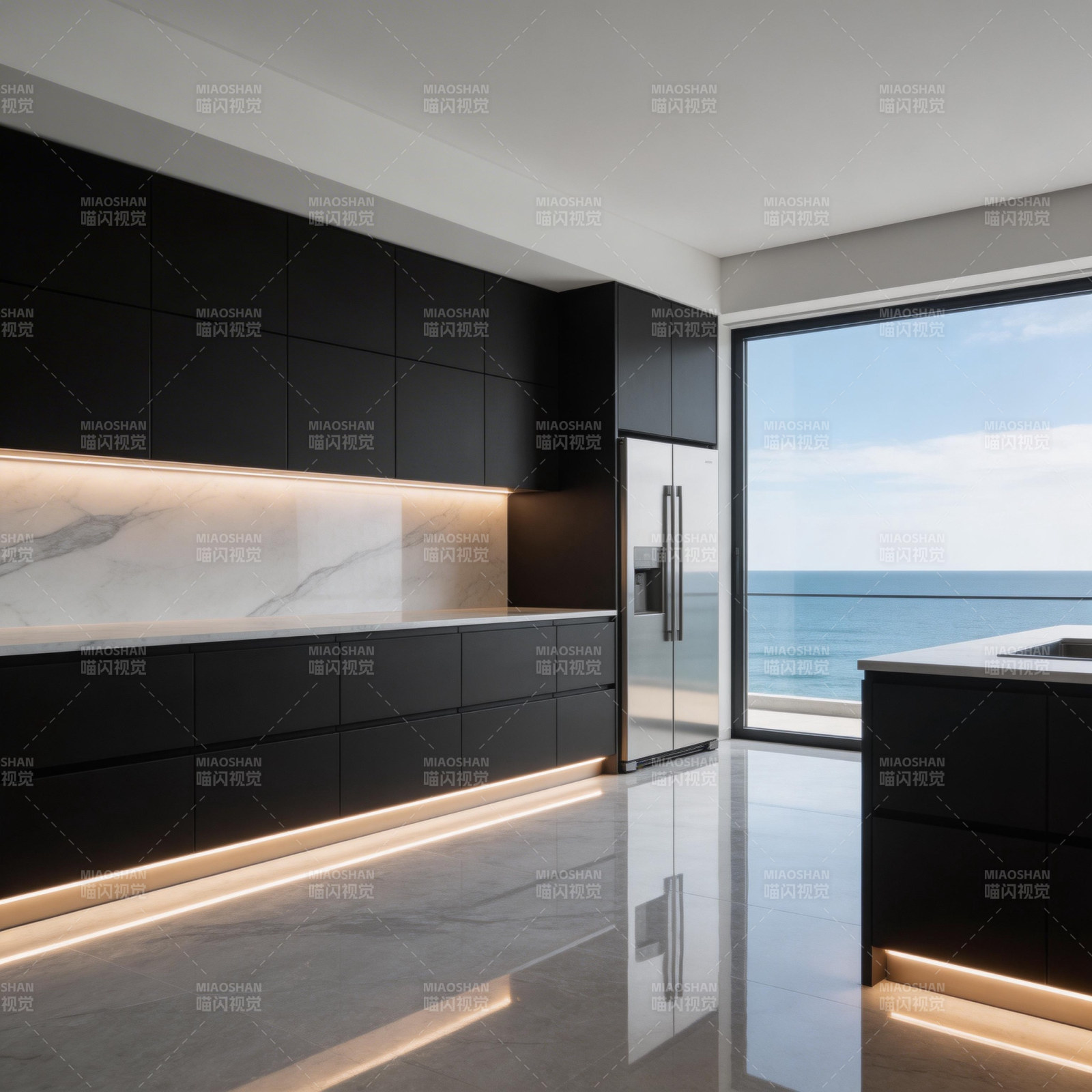 现代海景厨房图片