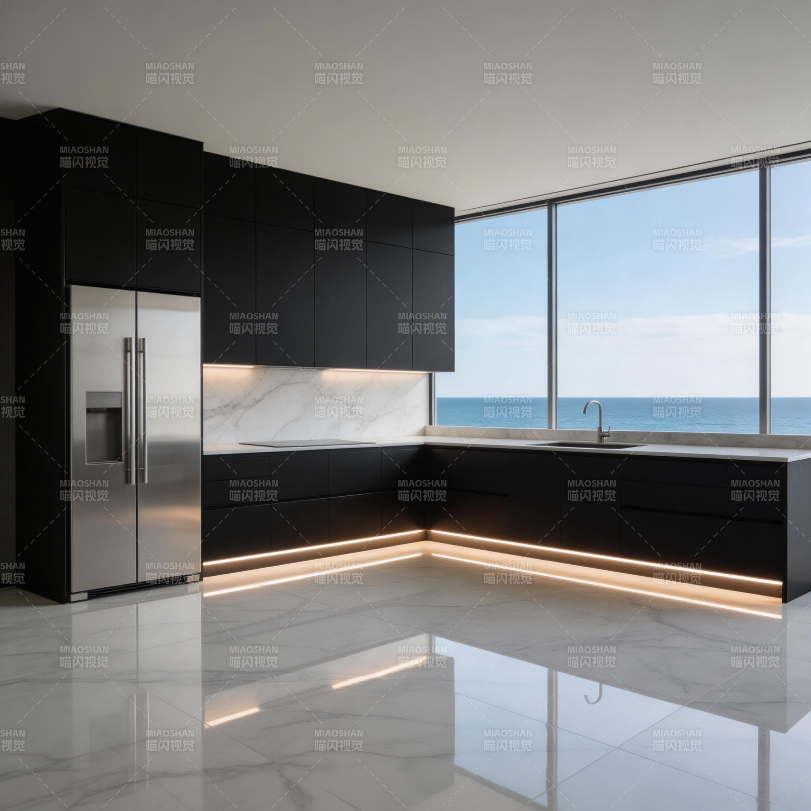 现代海景厨房图片