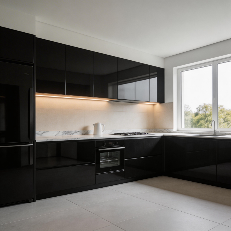现代简约黑厨设计图片