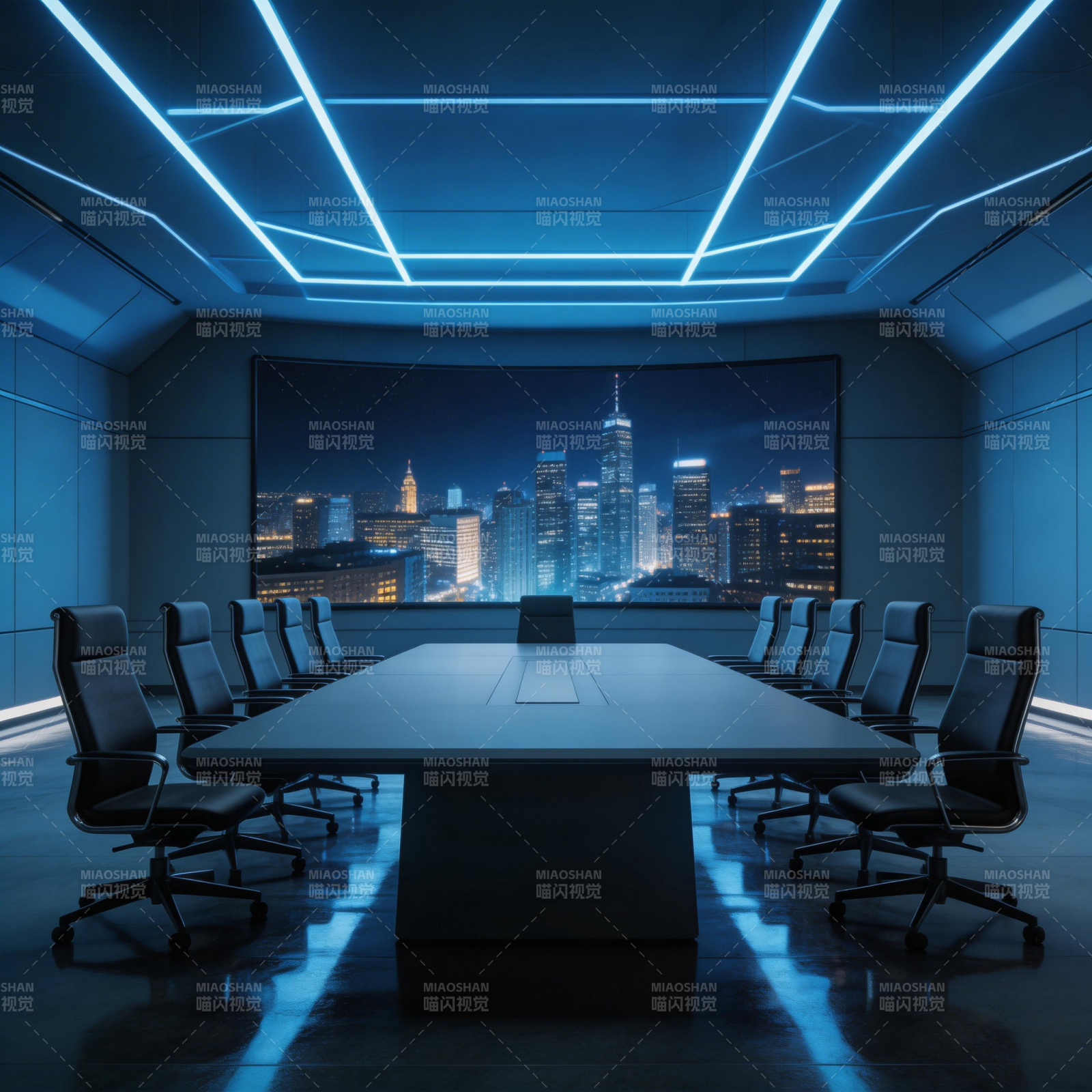 未来会议室夜景图片