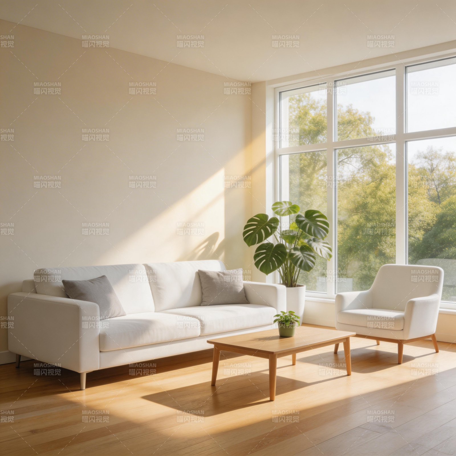 明亮温馨客厅一角图片