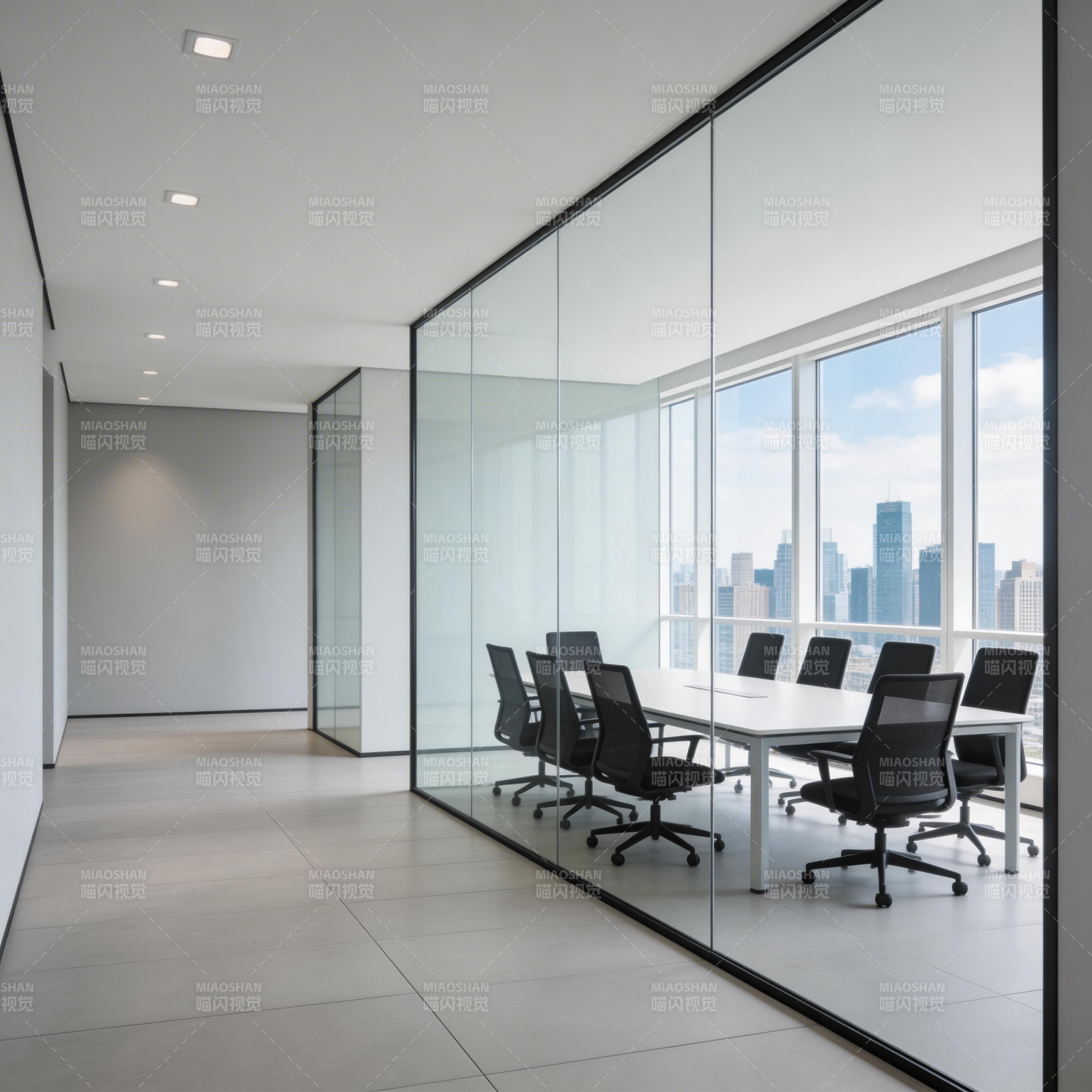 现代会议室全景图片