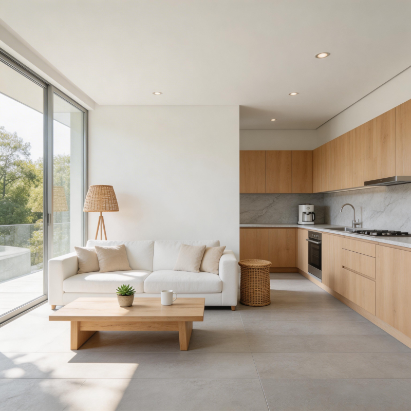 现代简约客厅厨房图片