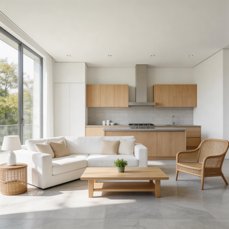 现代简约客厅厨房图片