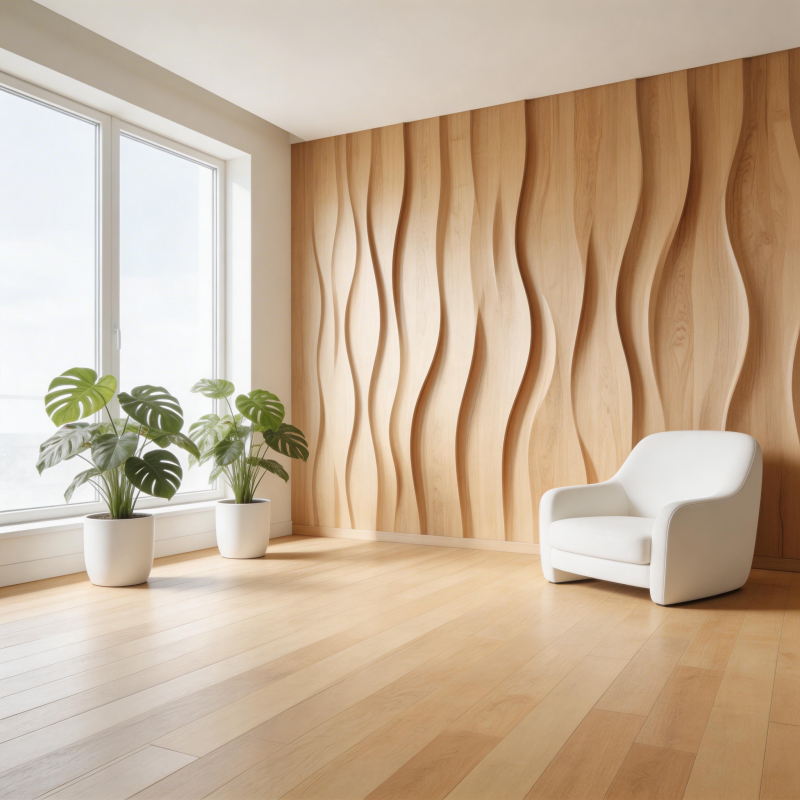 现代木质波浪墙设计图片