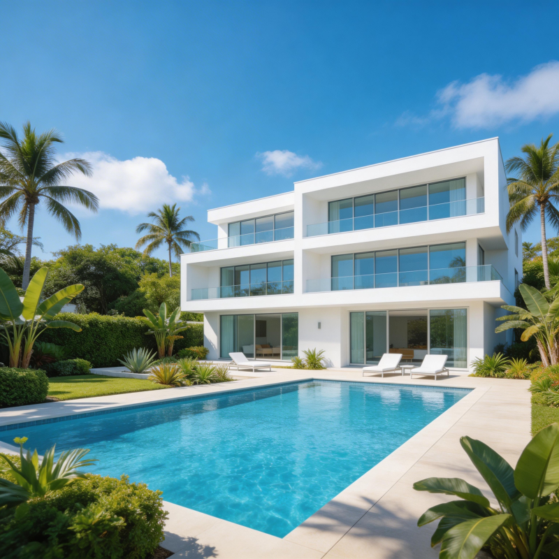 现代别墅泳池风光图片