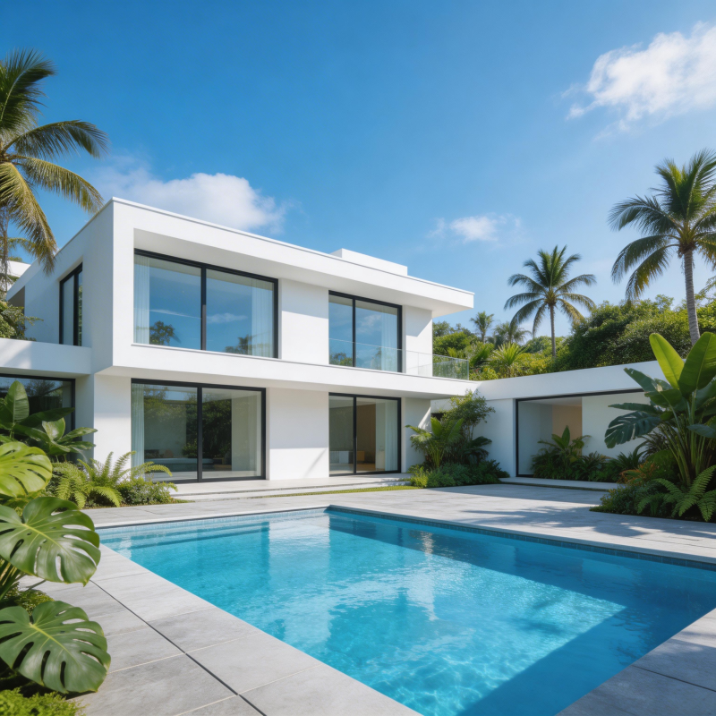 现代别墅泳池风光图片