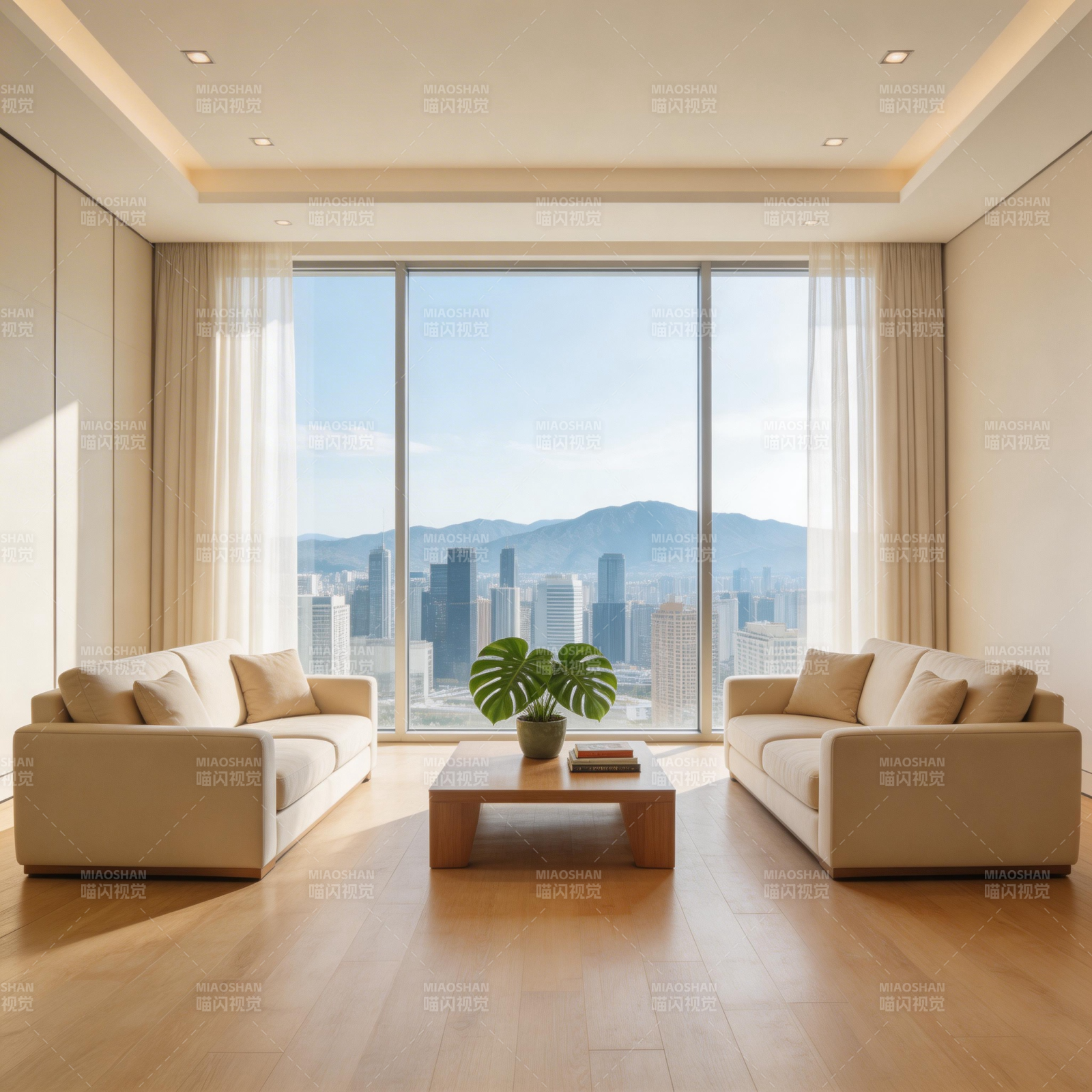 现代客厅全景窗图片
