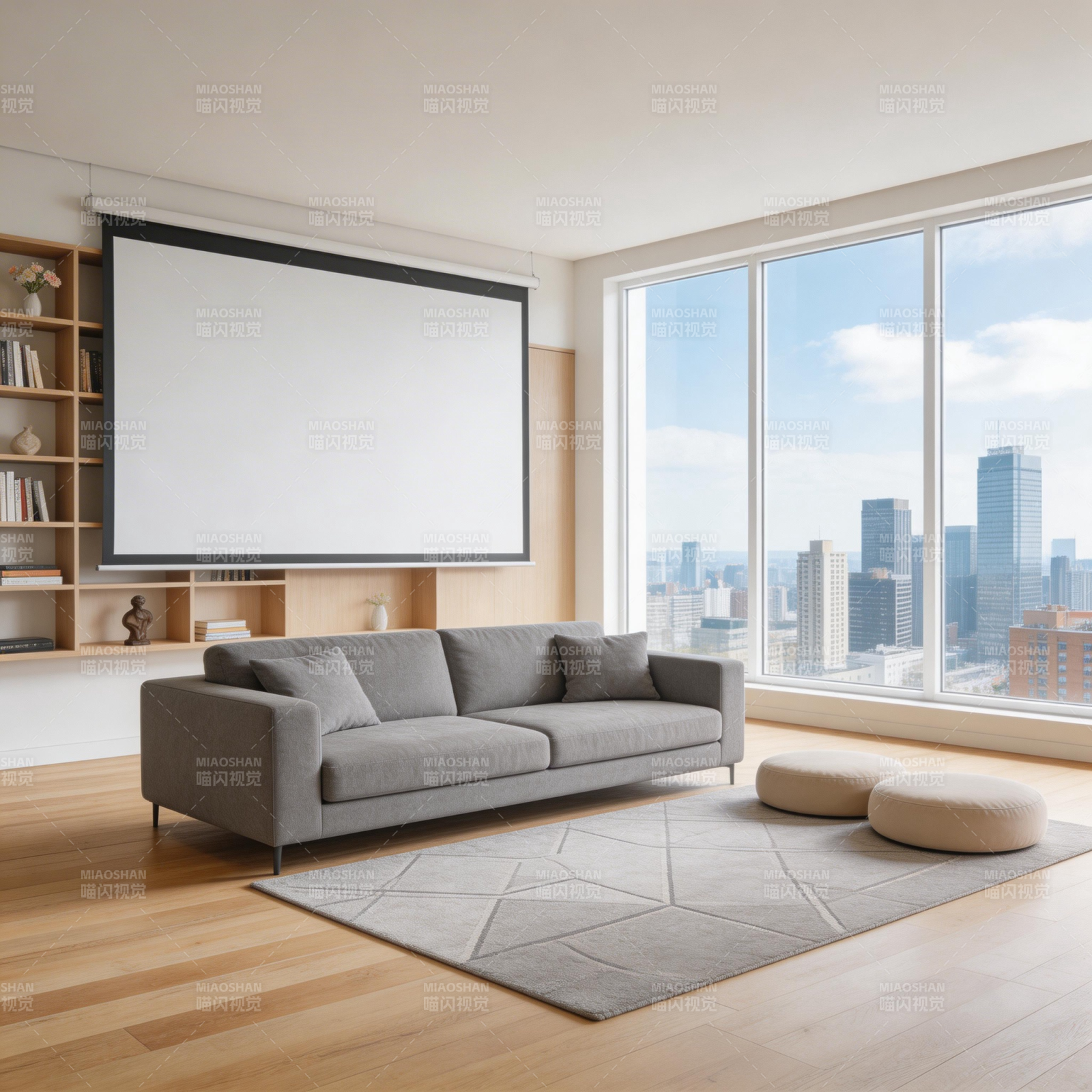 现代客厅观影区图片