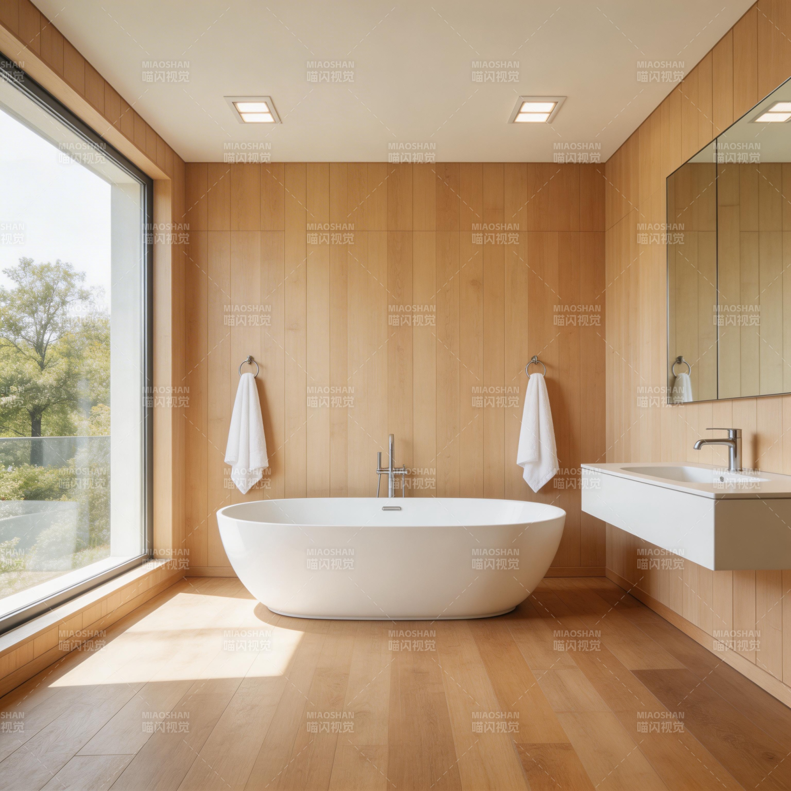 现代木质浴室图片