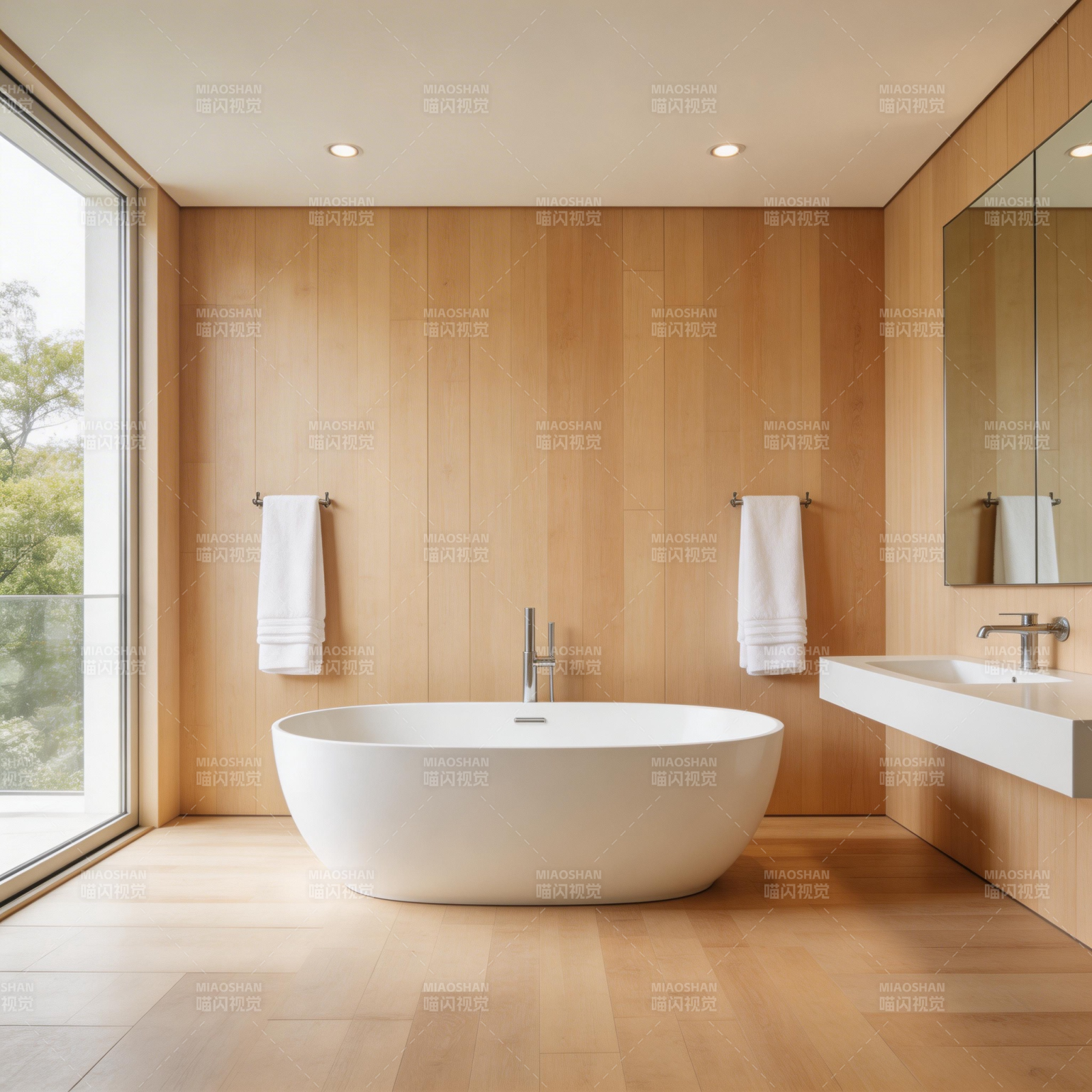 极简木质浴室图片