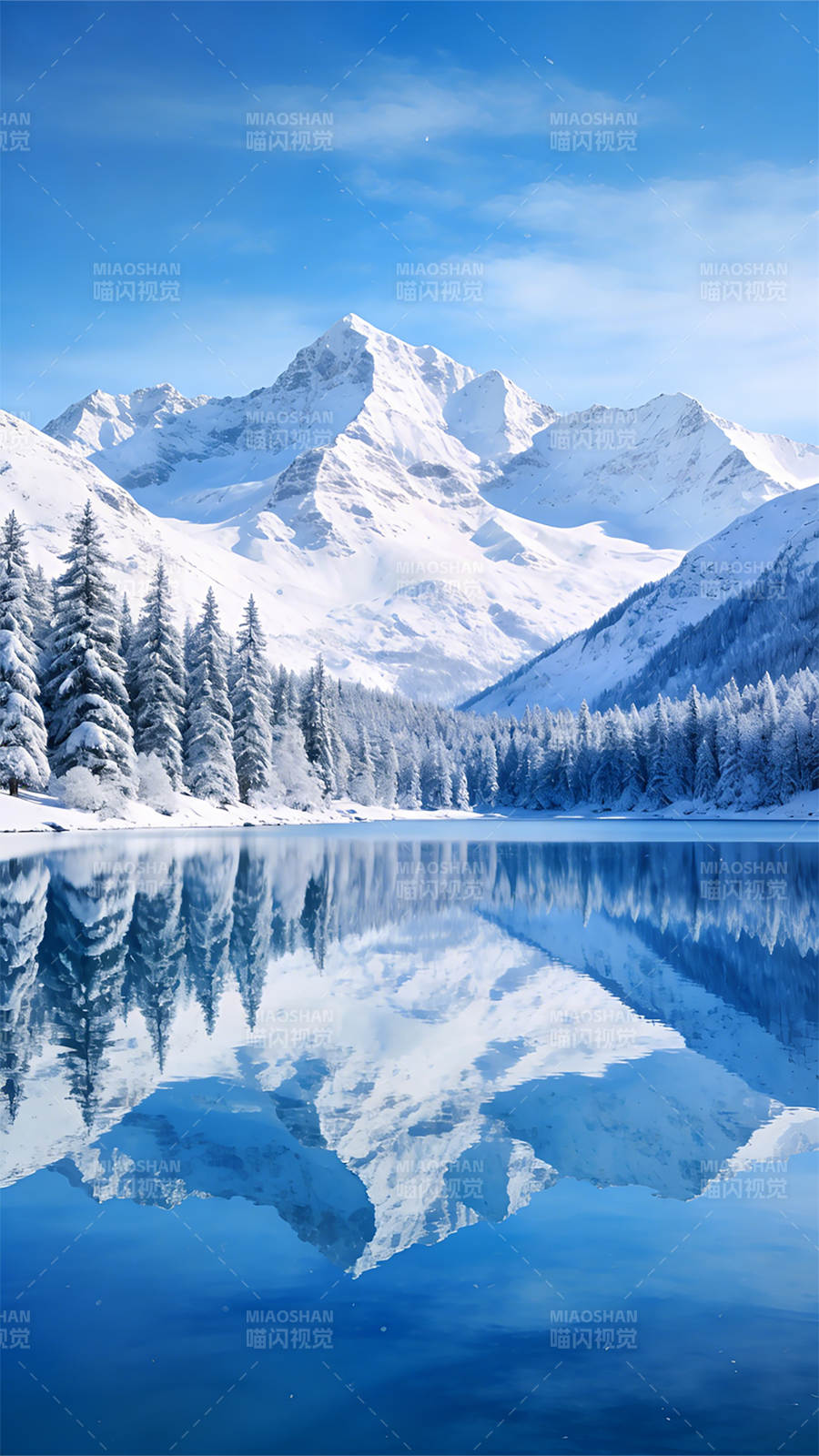 雪峰倒影湖中图片