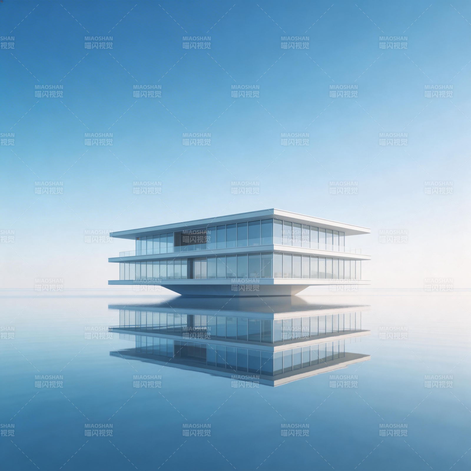 浮空建筑镜像湖图片