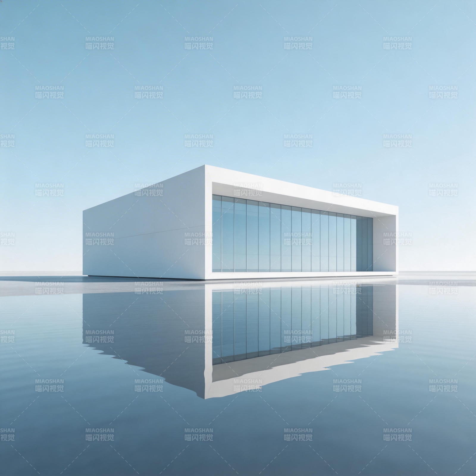 极简建筑倒影图片