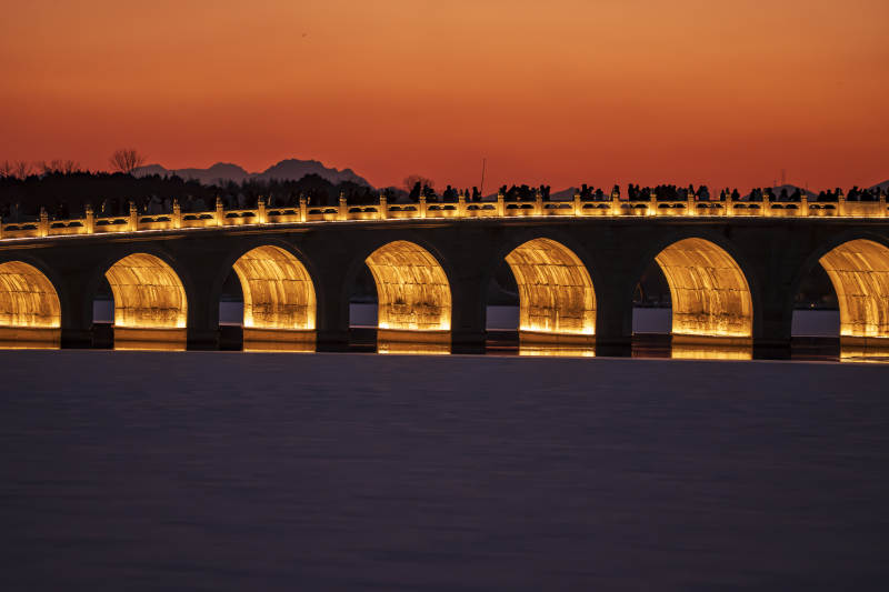 十七孔桥夜景图片