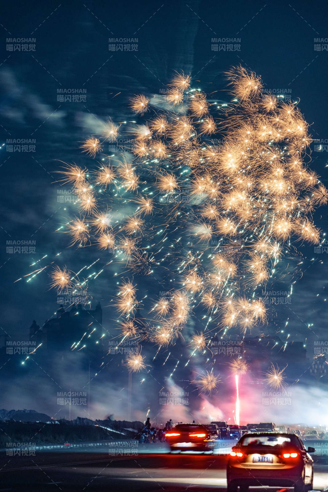 夜空烟花绽放图片