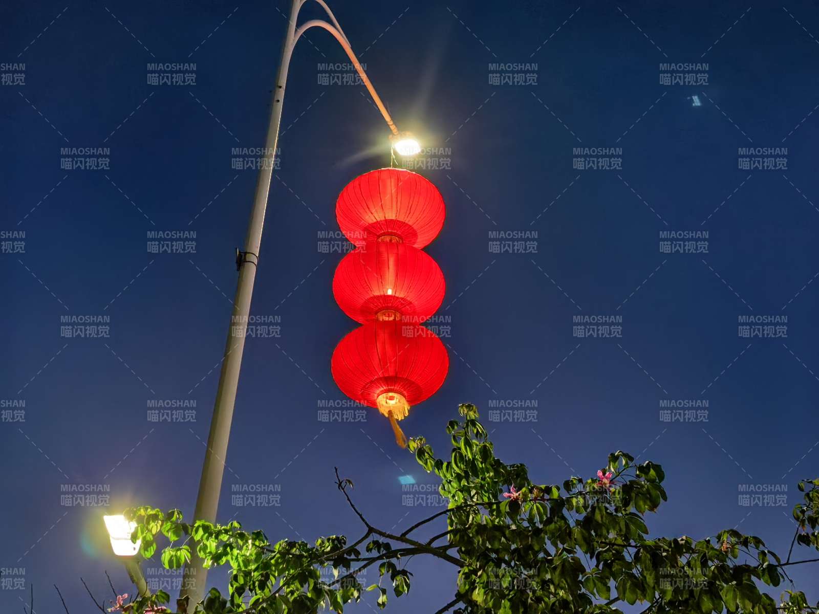 夜空红灯笼图片