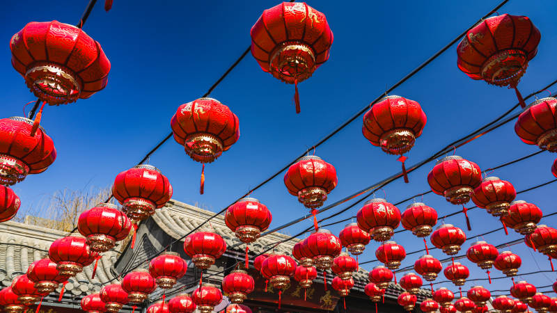 红灯笼迎新春图片