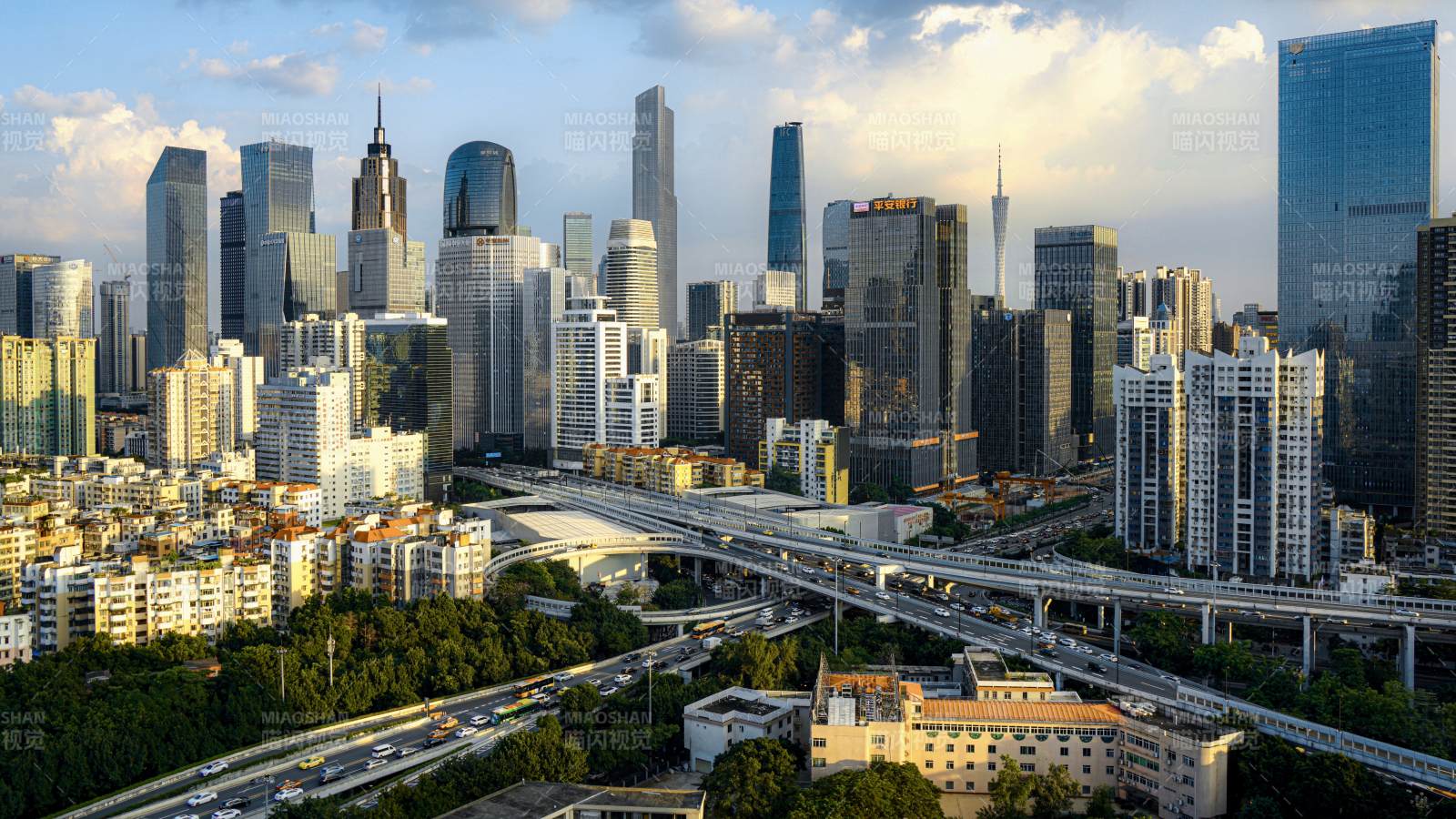 城市天际线全景图片