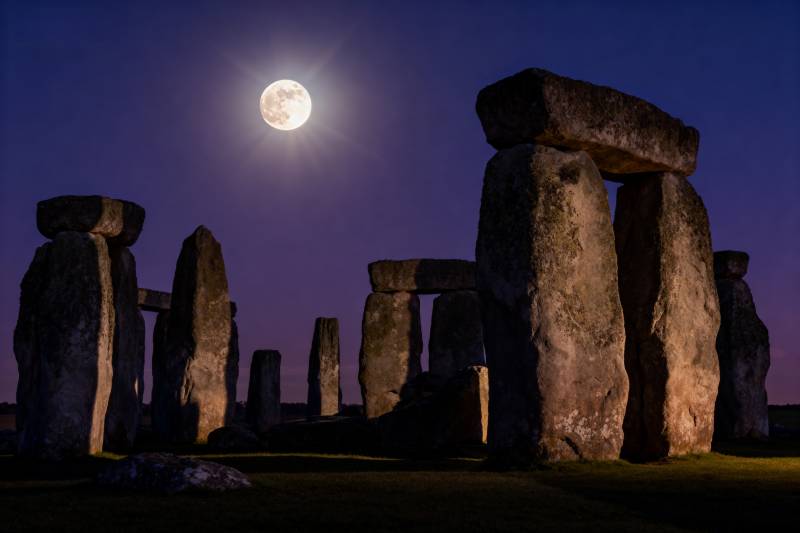 巨石阵月夜图片