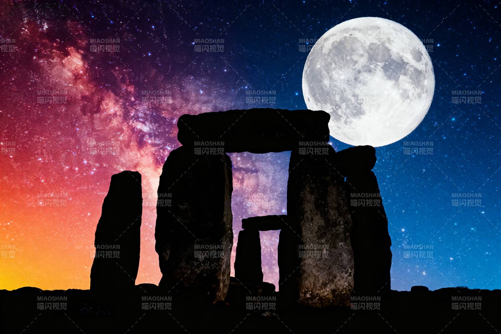 巨石阵月夜奇景图片