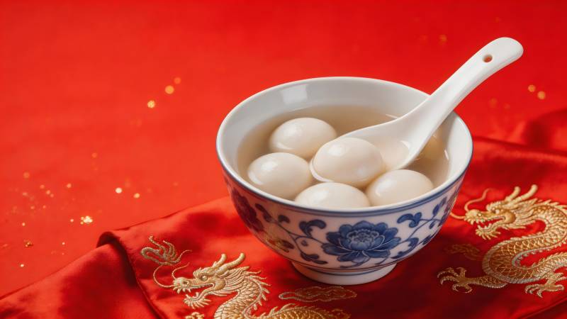 汤圆盛碗 红布龙纹图片