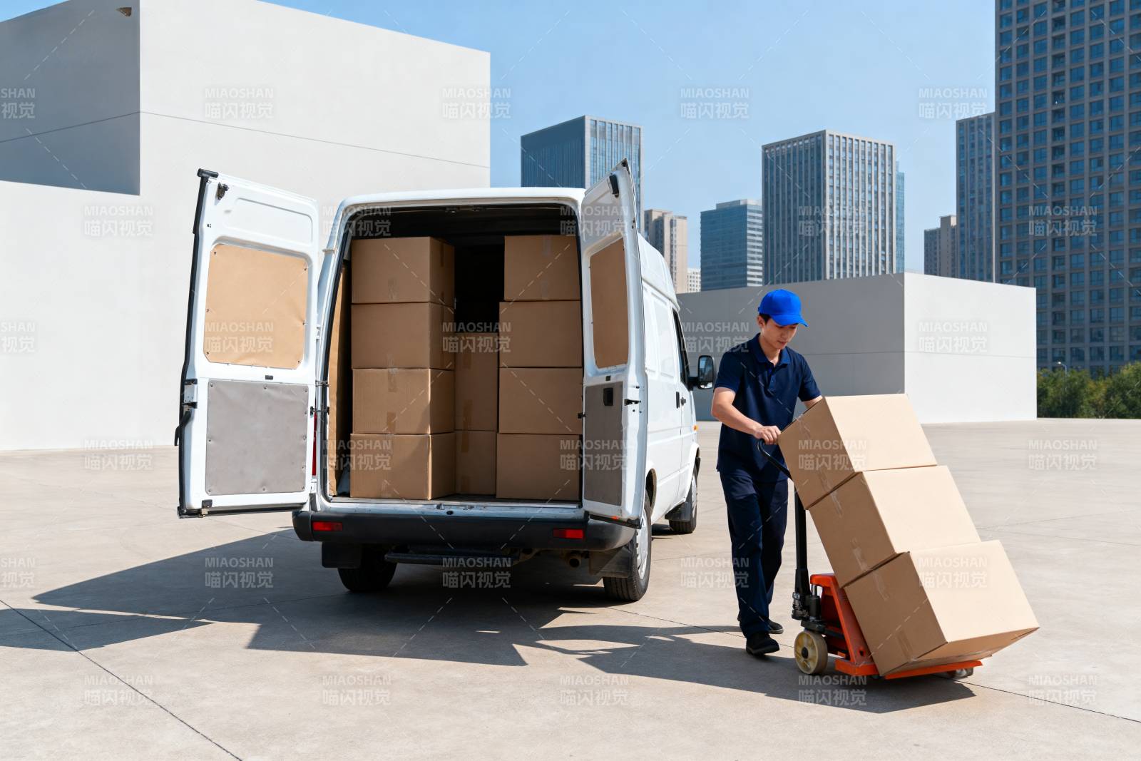 快递员搬运货物图片