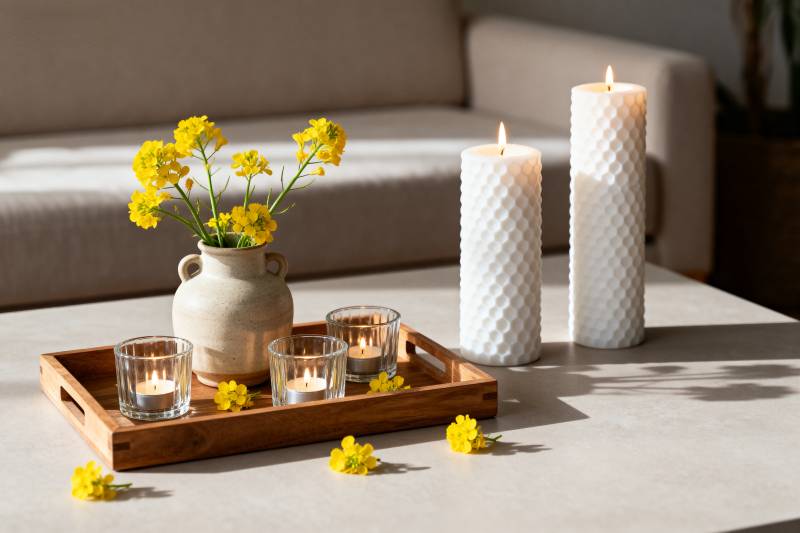 温馨烛光花艺摆设图片