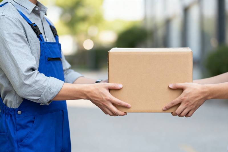 快递员递送包裹图片