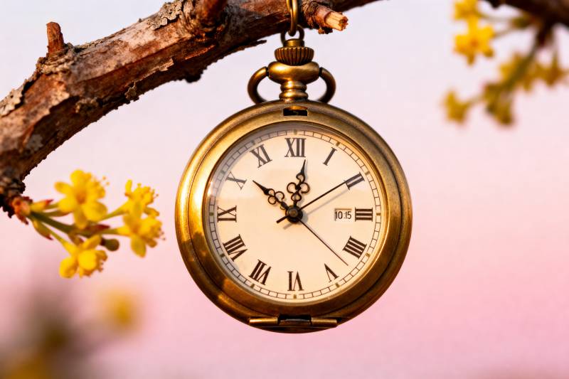 古钟悬枝 春意盎然图片