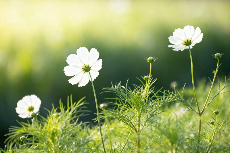白花绿叶春景图片