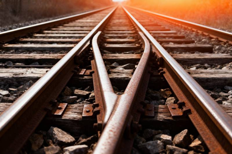 铁轨延伸向远方图片